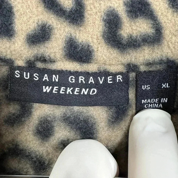 Susan Graver Weekend Womens XL Leopard Print Pullover Shacket Kangaroo Pocket - Picture 13 of 16